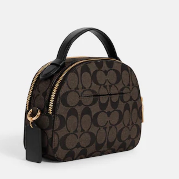 Coach Serena Satchel In Signature Canvas Black and Brown Crossbody Bag - Picture 4 of 11